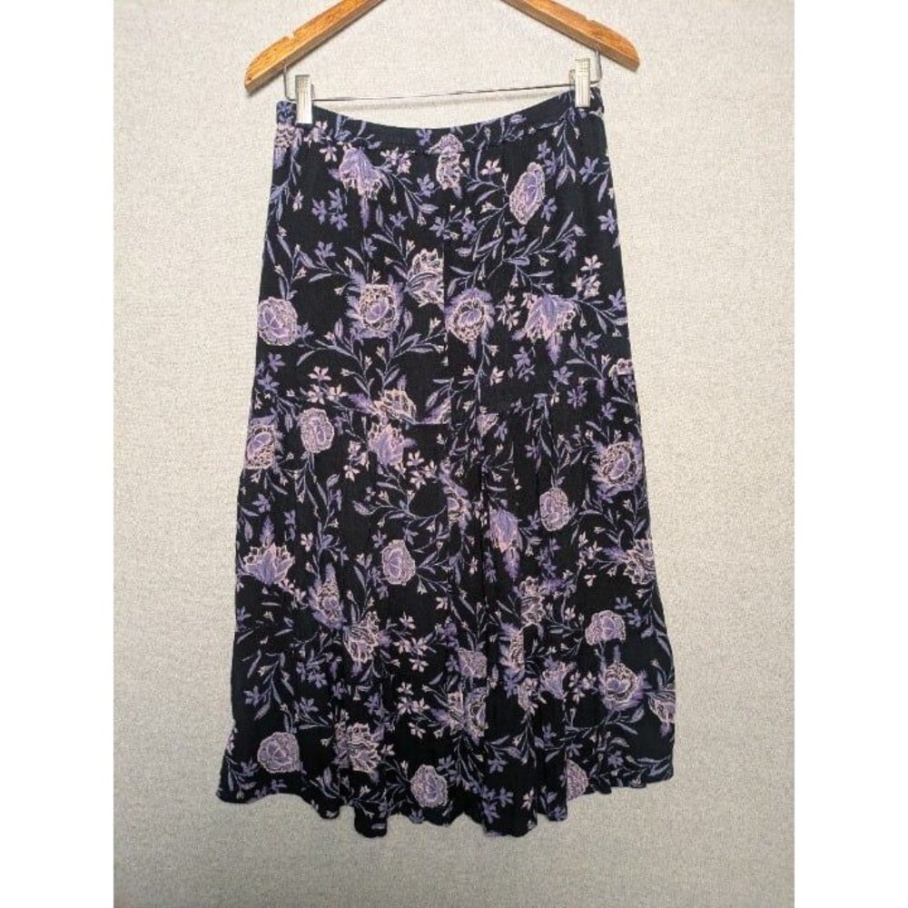 Black Floral Maxi Skirt Boho Cottagecore Whimsigoth Dark Academia XS - Picture 5 of 10